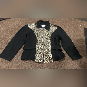 Vtg D. J Summers 80s Y2K Cheetah Leopard Print Zip Up Collared Jacket M Top